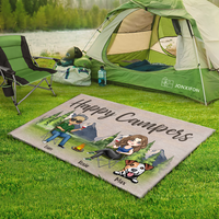 Thumbnail for Personalized Happy Campers Husband Wife And Dogs House Doormat, Gift For Camping Couple AB