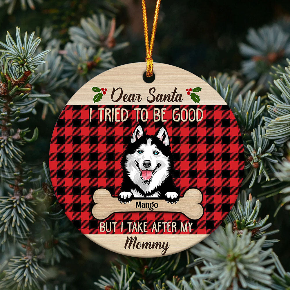 Dear Santa Dog Christmas Ceramic Ornament  - Personalized Decorative Ornament AE