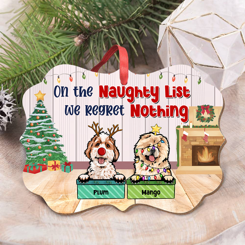 On The Naughty List Personalized Dog Christmas MDF Ornament, Customized Holiday Ornament AE