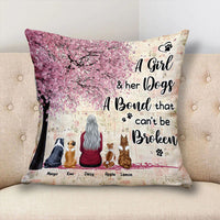 Thumbnail for Personalized A Girl & Her Dog A Bond That Can't Be Broken Pillow, Gift For Dog Mom Dog Dad AD