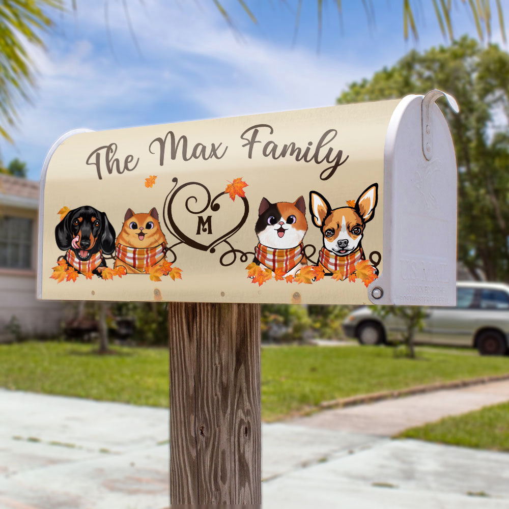 Fall Heart Dog Cat Mailbox Cover, Dog lover Gift AF