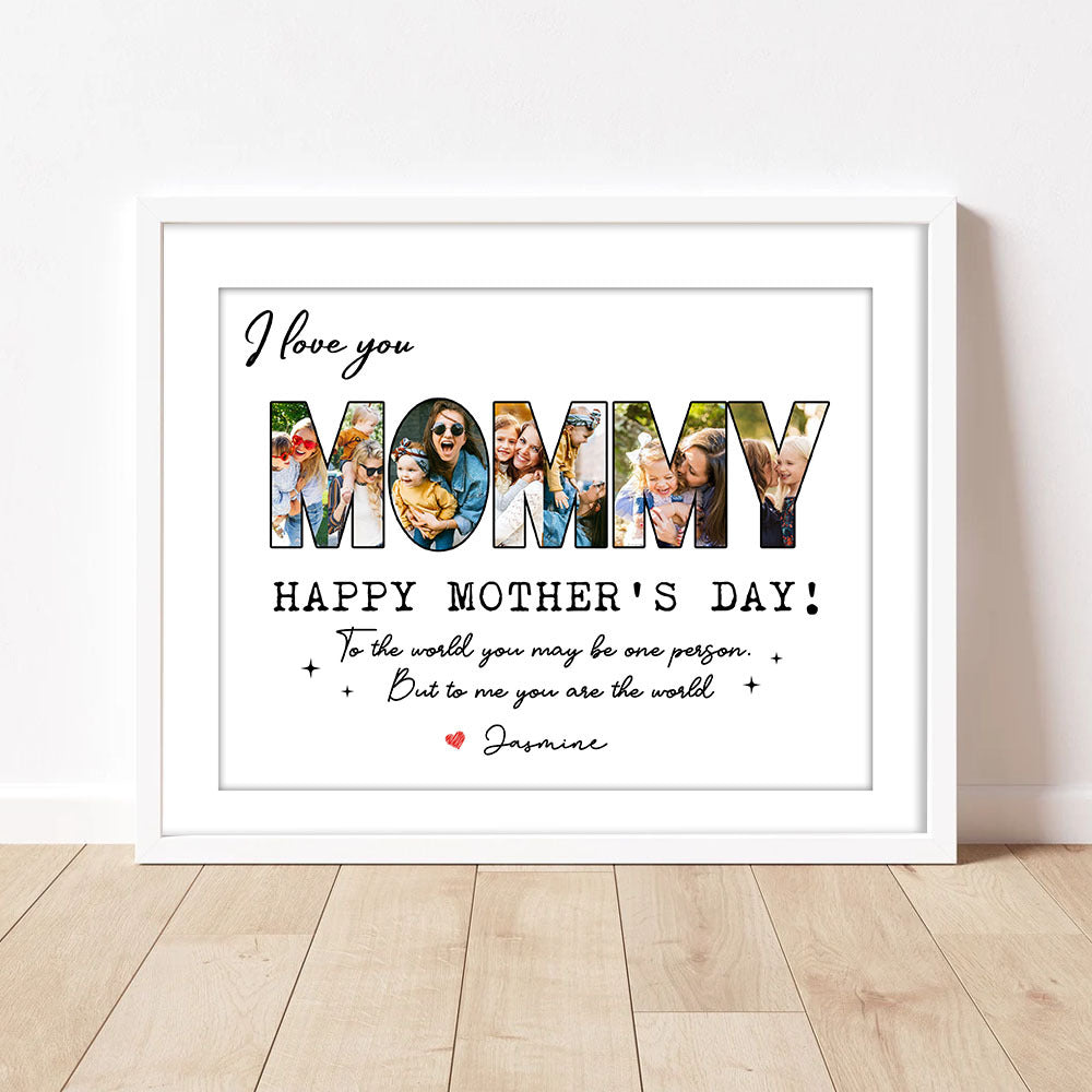 Custom We Love You Mom Photo Collage Picture Frame, Gift For Mom/Grandma AA