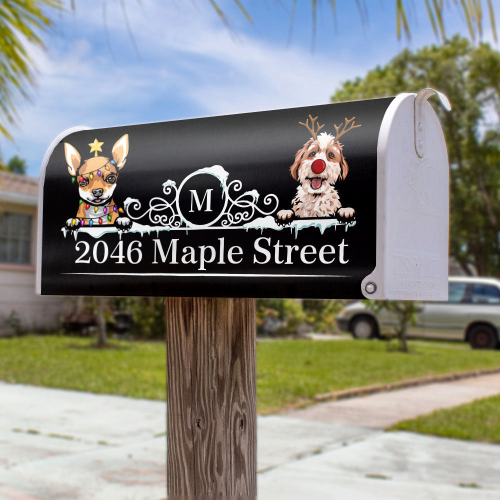 Personalized Mailbox Cover - Christmas Gift For Pet Lover - Address With Dog Cat AF