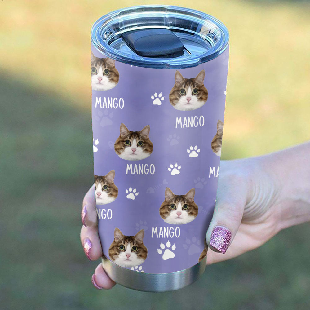 Custom Dog Cat Photo With Name Tumbler, Pet Lover Gift AA