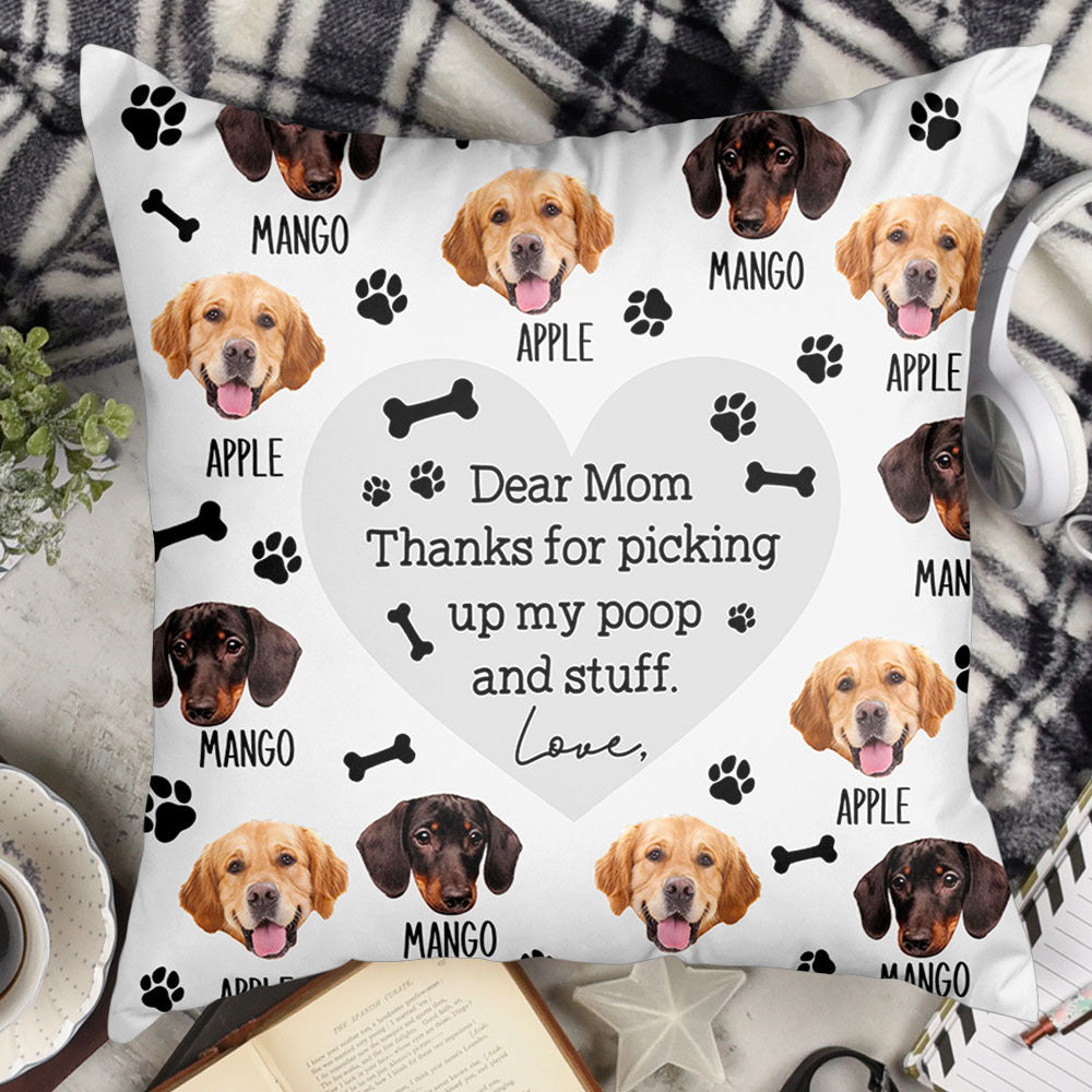 Personalized Pet Face Dog Funny Letter To Dog Mom Dad Pillow, Gift For Pet Lover AD