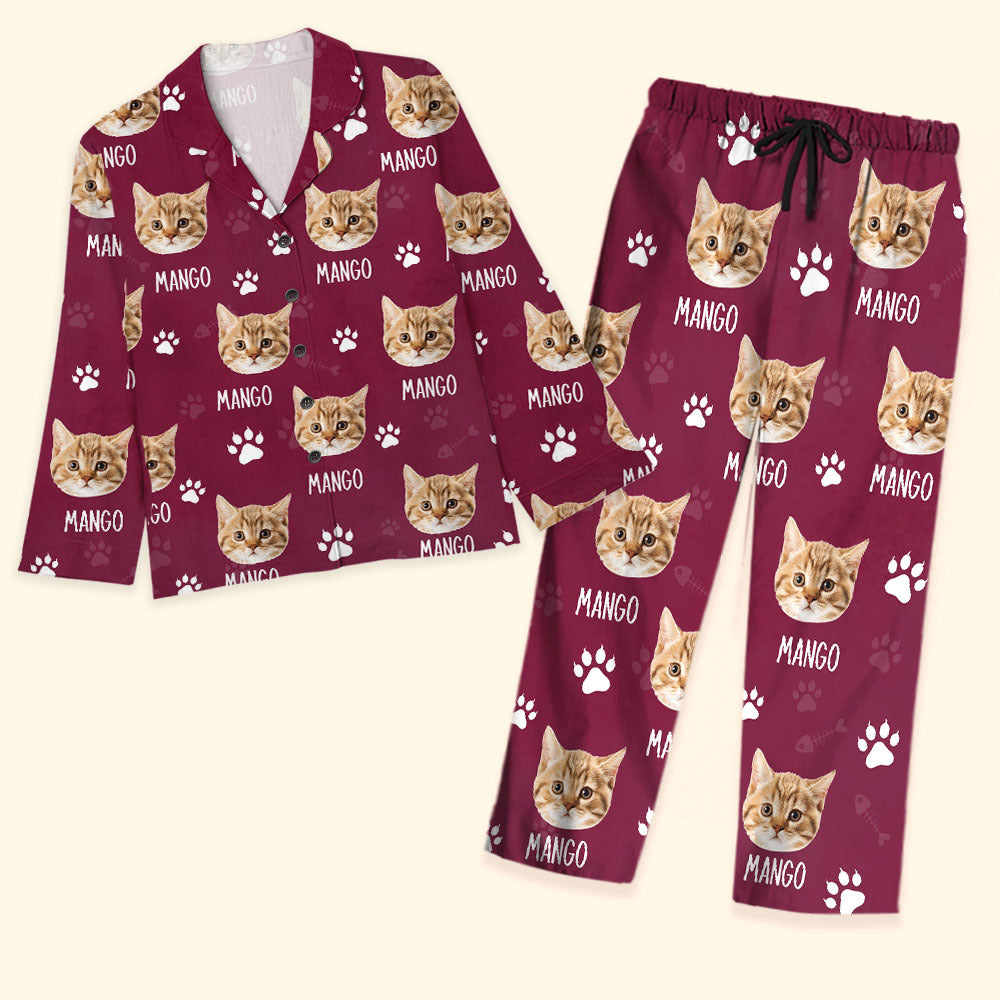 Custom Paws With Dog Cat Photo Pajamas Set, Pet Lover Gift FC