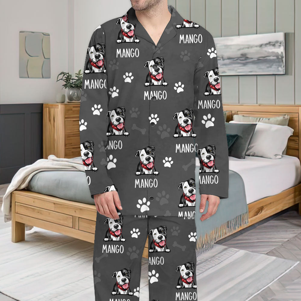 Custom Dog Cat Clipart With Name Pajamas Set, Pet Lover Gift AB