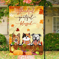 Thumbnail for Thankful Grateful Blessed Dog Cat Garden Flag, Thanksgiving Garden Flag AD