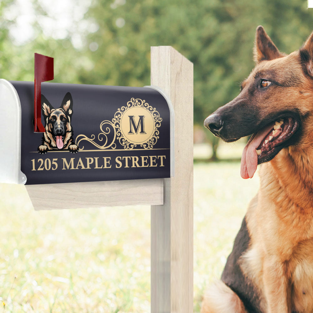 Elegant Family House Number Mailbox Cover With Address, Dog Lover Gift AF