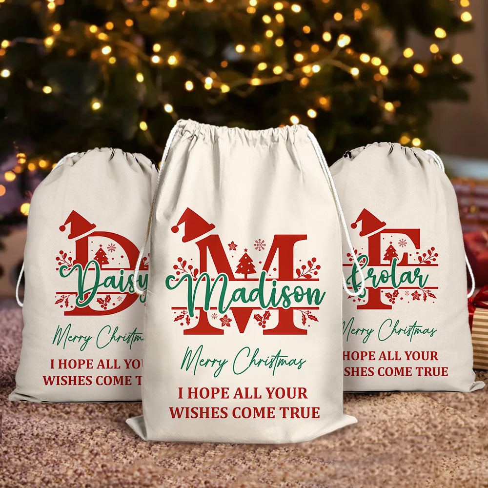 Custom Christmas Monogram With Name Christmas Bag, Christmas Gift AB