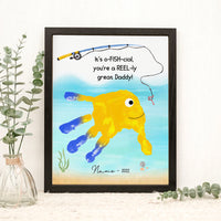 Thumbnail for Custom Quotes Dad Fishing Photo Frame, Kids Handprint Keepsake AA