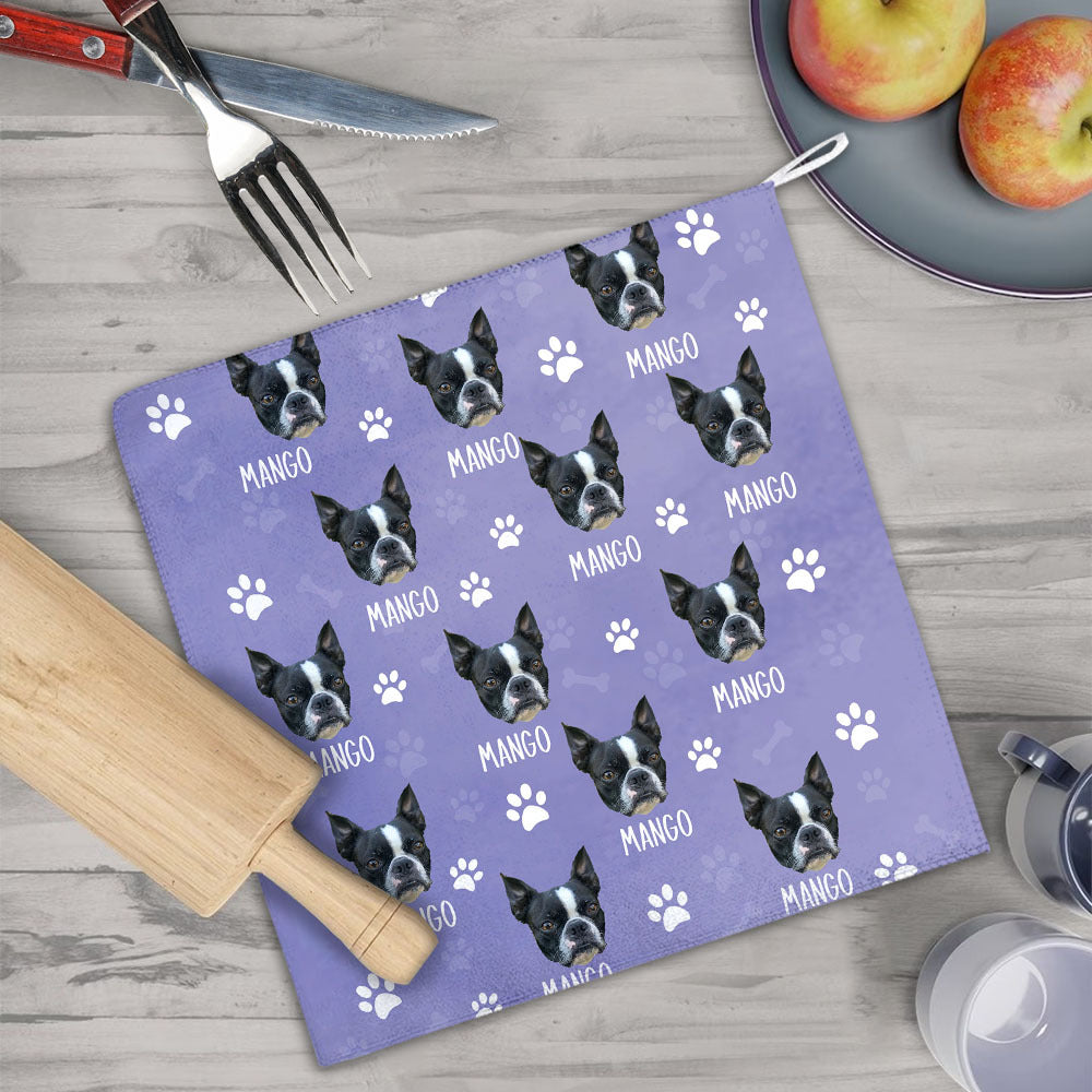 Custom Dog Cat Photo With Name Hand Towel, Pet Lover Gift JonxiFon