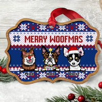 Thumbnail for Merry Woofmas Personalized Dog Christmas Pattern MDF Ornament, Customized Holiday Ornament AE