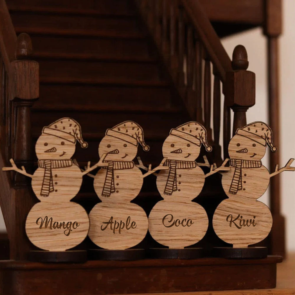 Christmas Personalised Wooden Snowman Table Decorations Place Names, Christmas Gift For Friends YHN-THUY