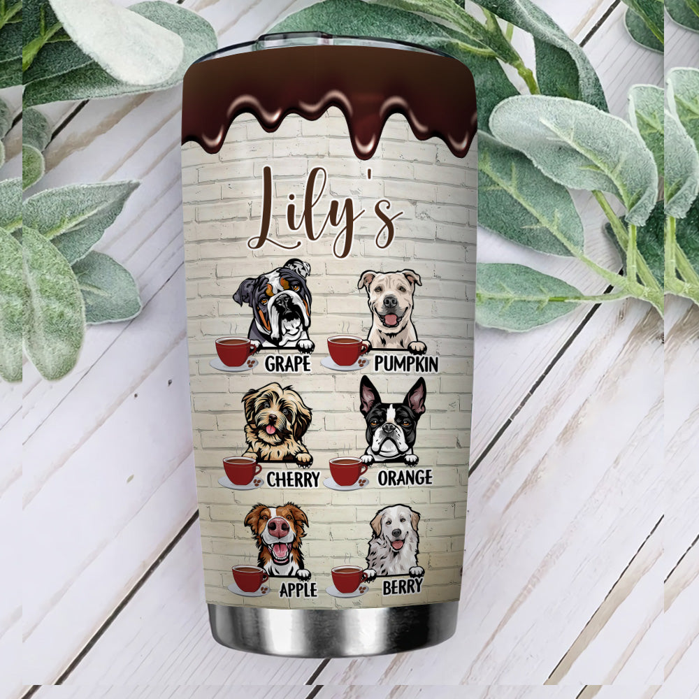 Personalized Dog Mom Need Coffee Peopley Outside Steel Tumbler, Best Gift for Dog Lovers AA