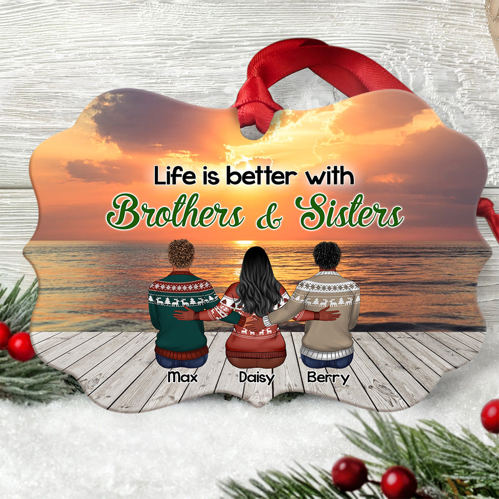 Personalized Family Members Brother Sister MDF Ornament AE