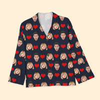 Thumbnail for Custom Heart With Photo Couple Pajamas Set, Valentine's Day Gift FC