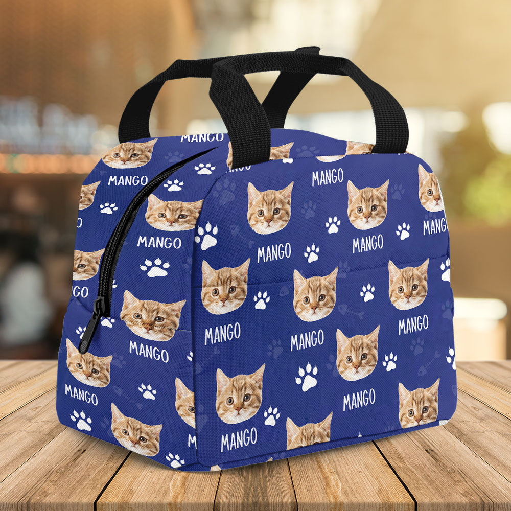Custom Paws With Dog Cat Photo Lunch Bag, Pet Lover Gift AI