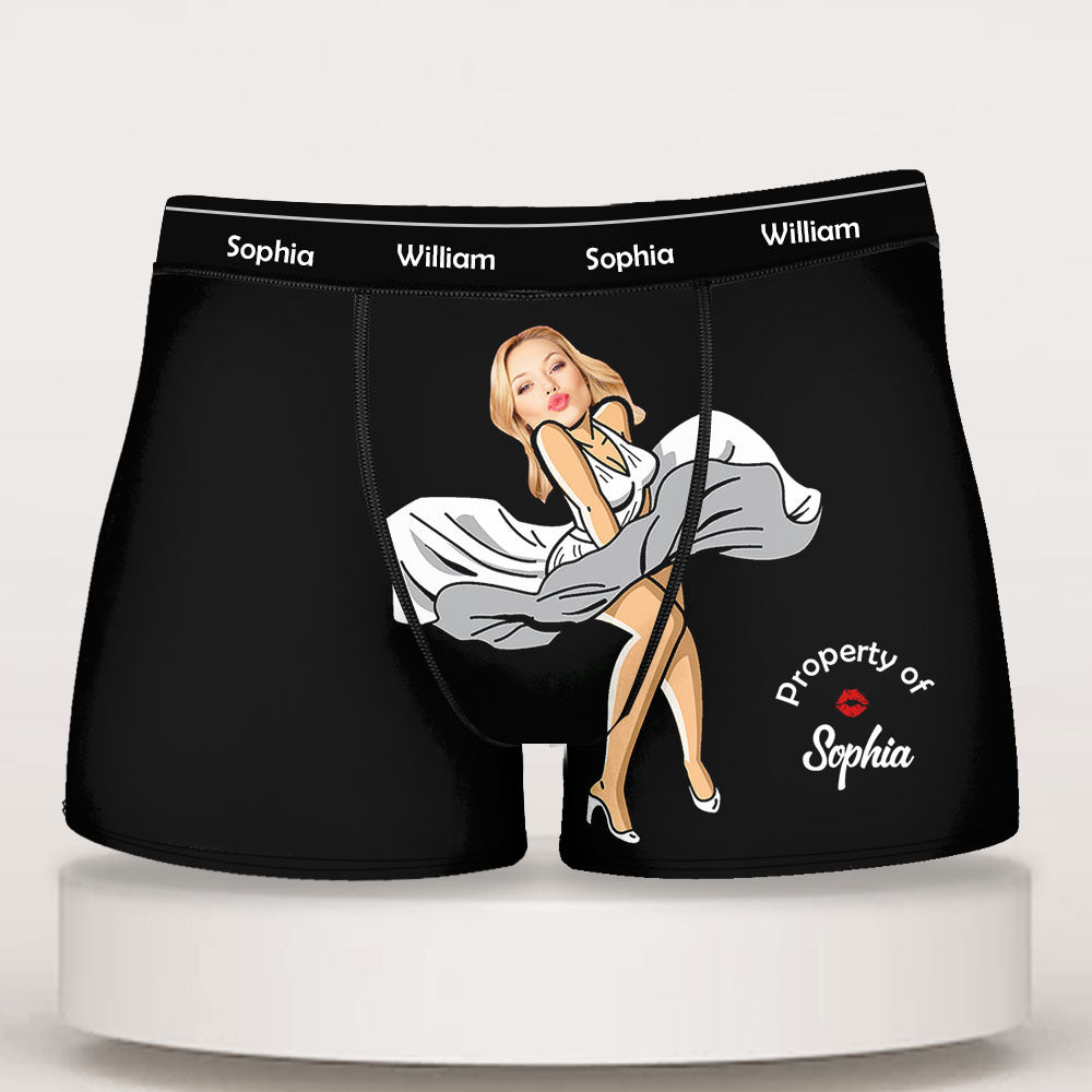 Upload Face Photo Cartoon Girl Men's Boxer Briefs, Gift For Him AI