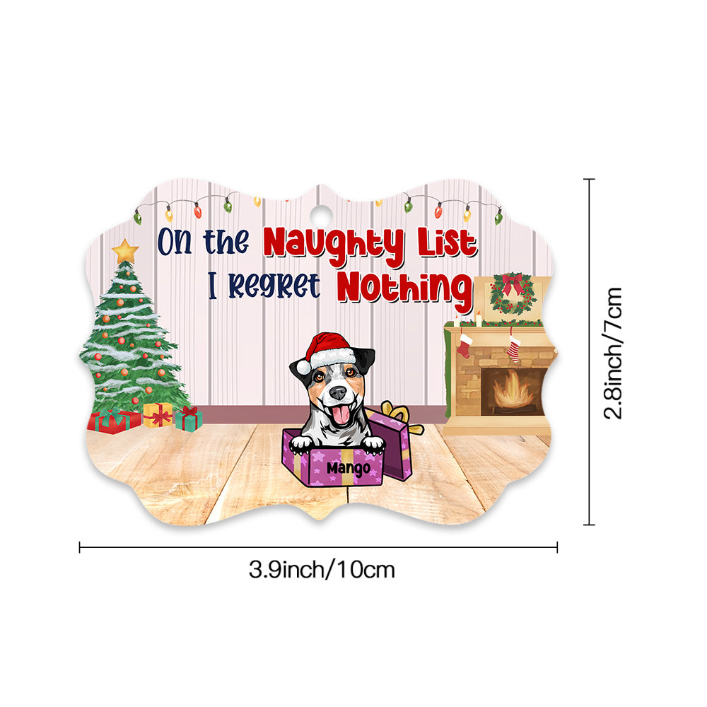 On The Naughty List Personalized Dog Christmas MDF Ornament, Customized Holiday Ornament AE