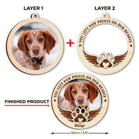 Thumbnail for You Left Paw Prints Pet Photo Memorial Layered Wood Ornament AE
