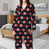 Thumbnail for Custom Heart With Photo Couple Pajamas Set, Valentine's Day Gift FC