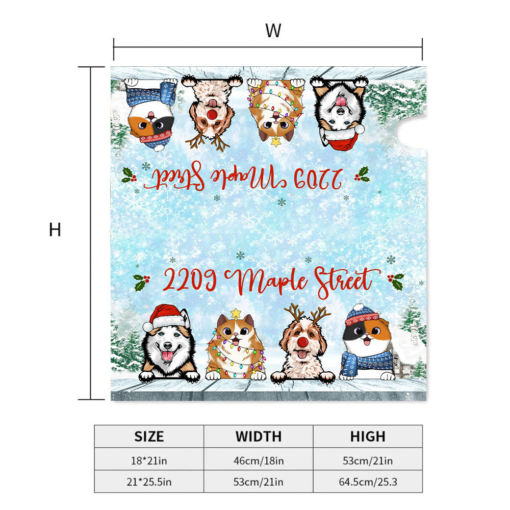 Winter Sky With Dog Cat Mailbox Cover, Christmas Decor AF