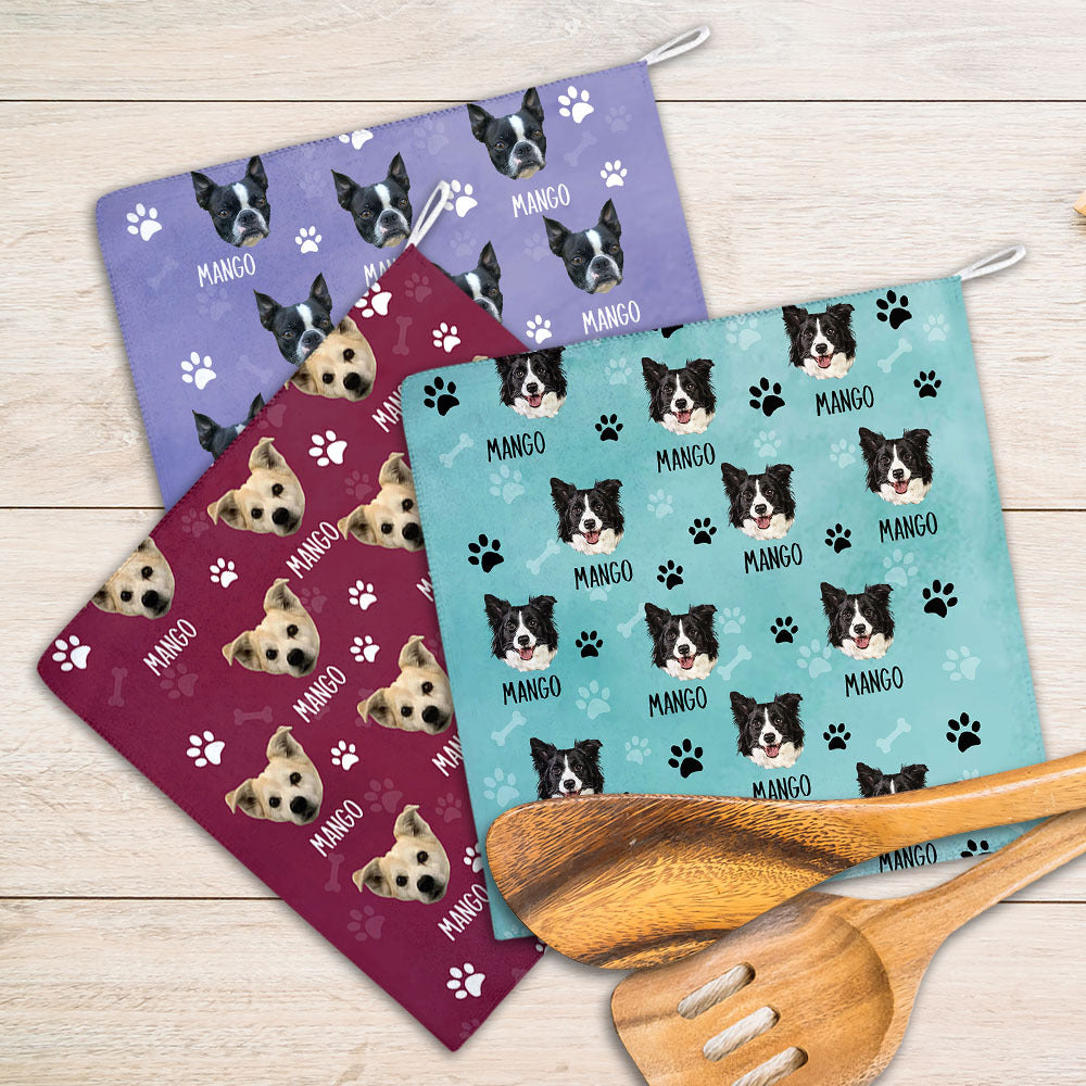 Custom Dog Cat Photo With Name Hand Towel, Pet Lover Gift JonxiFon