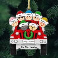 Thumbnail for Custom Family Pet With Christmas Car Printed Acrylic Ornament, Christmas Gift AE
