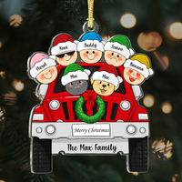 Thumbnail for Custom Family Pet With Christmas Car Printed Acrylic Ornament, Christmas Gift AE