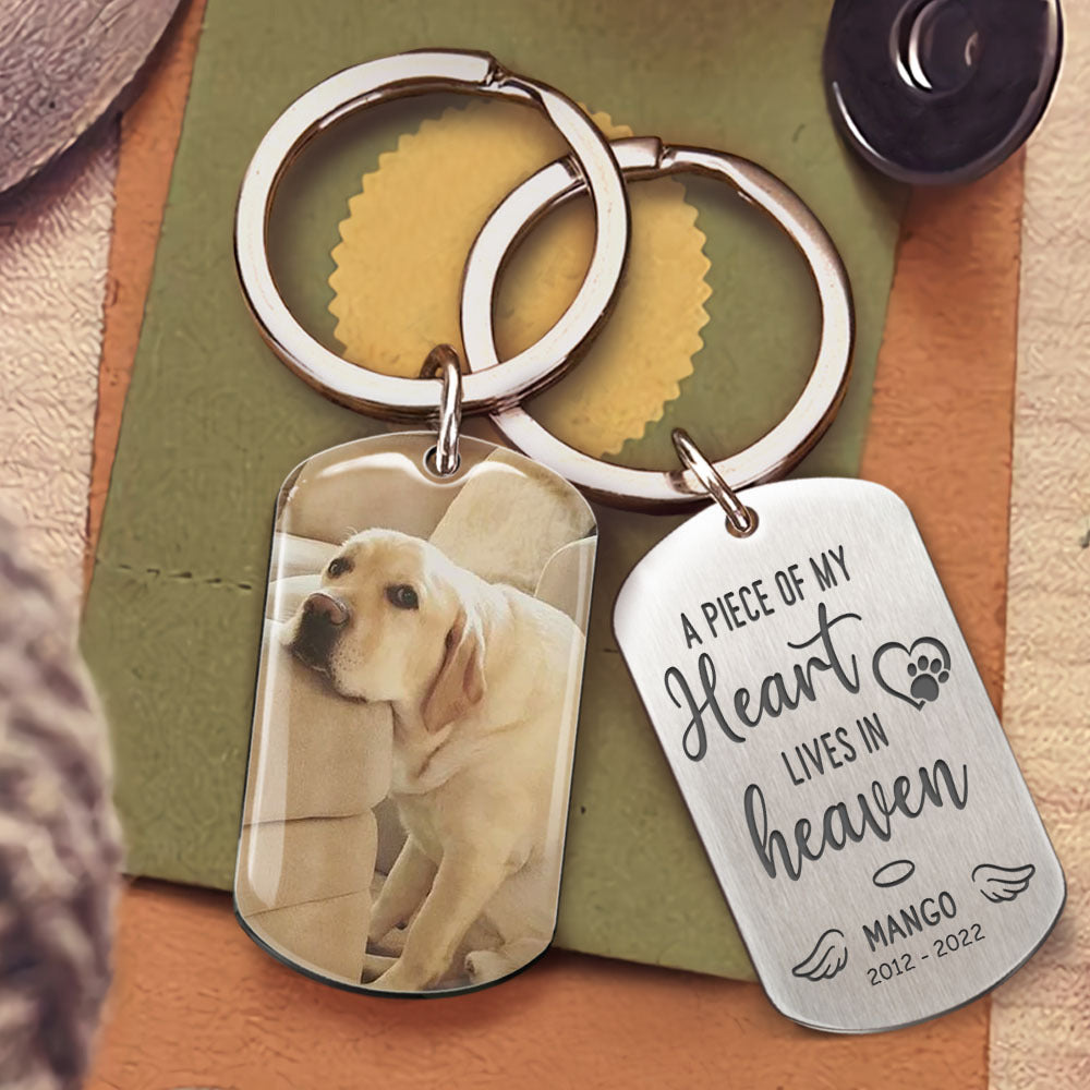 A Piece Of My Heart Memorial Photo Metal Keychain, Pet Loss Gift AA