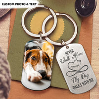 Thumbnail for Never Walk Alone Pet Memorial Metal Keychain, Pet Loss Gift AA