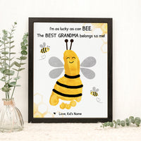 Thumbnail for I'm As Lucky As Can Bee Grandma Photo Frame, Kids Footprint Keepsake AA
