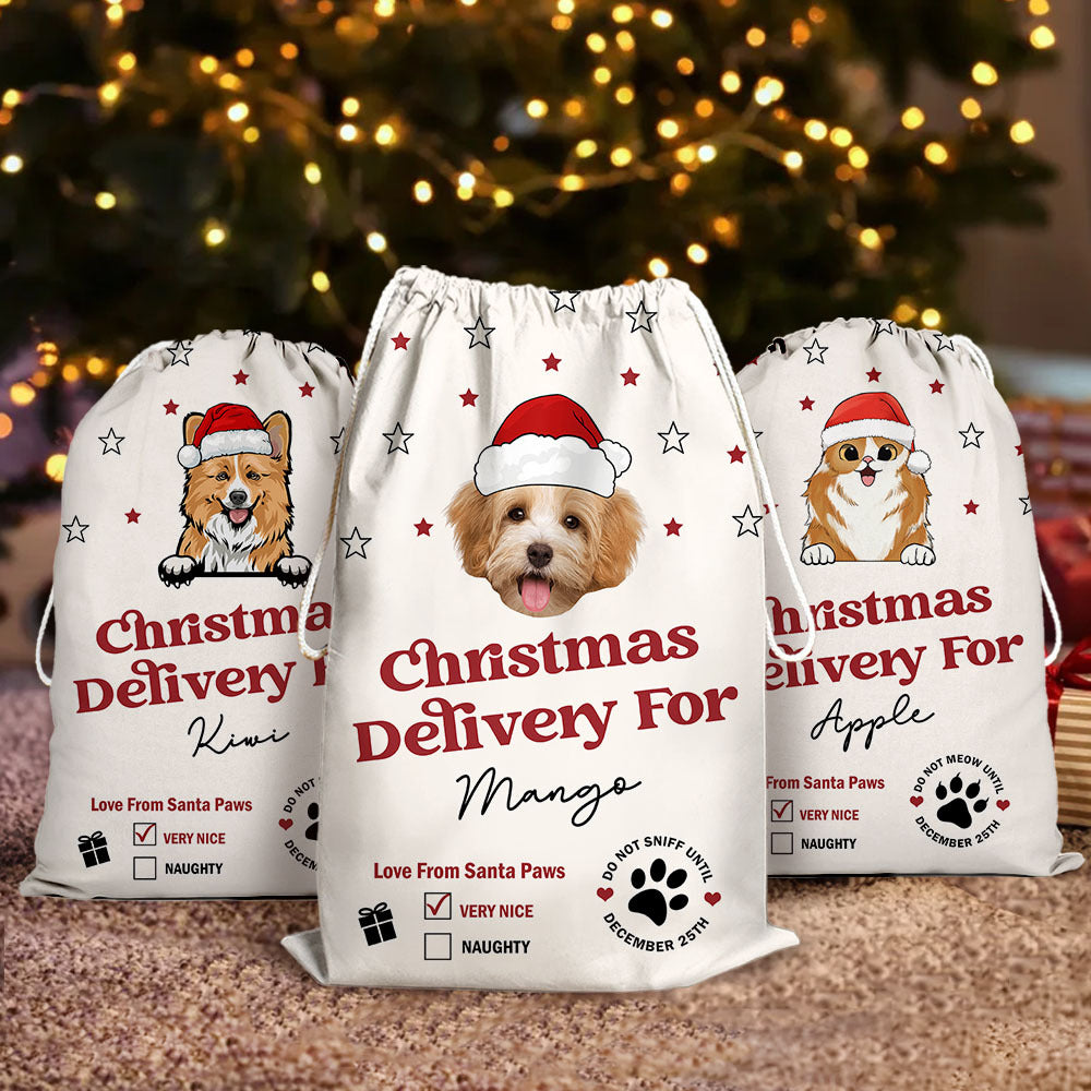 Custom Do Not Sniff/Meow Dog Cat Photo Christmas Bag, Christmas Gift AB