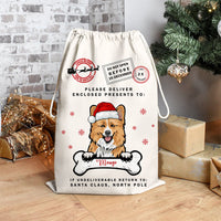 Thumbnail for Custom Dog Cat Clipart Christmas Bag, Christmas Gift, Santa Sacks AB