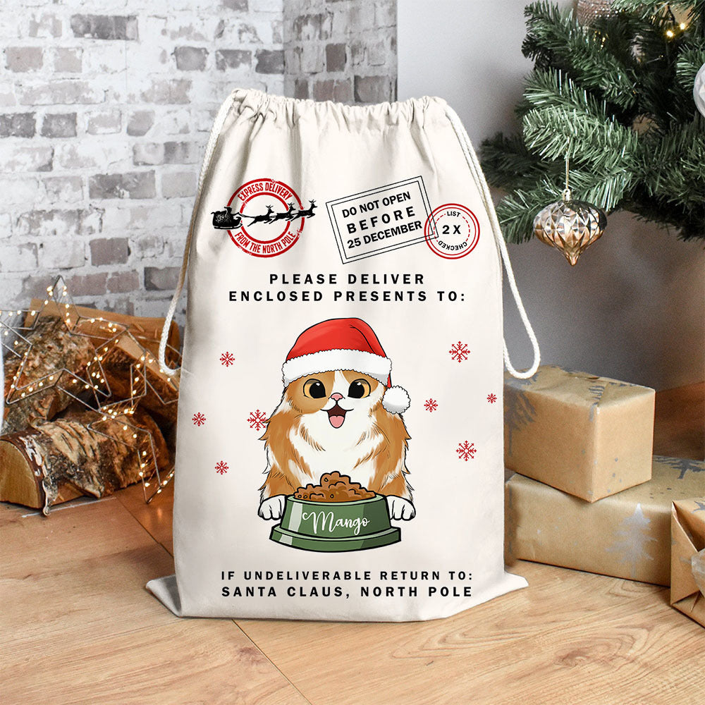 Custom Dog Cat Clipart Christmas Bag, Christmas Gift, Santa Sacks AB