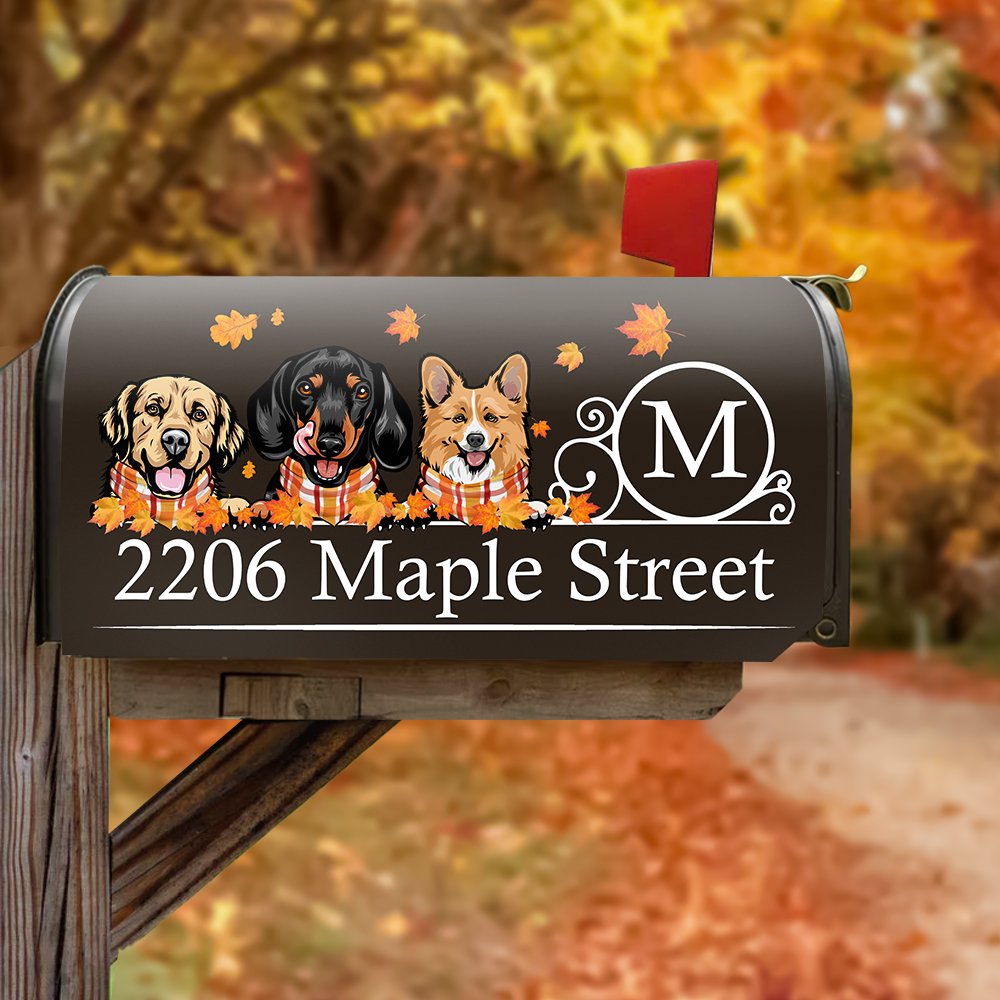 Custom Autumn Dog Cat Mailbox Cover, Dog lover Gift AF