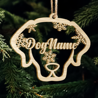 Thumbnail for Dog Cat Face With Name Wood Ornament Cutout, Christmas decor AE