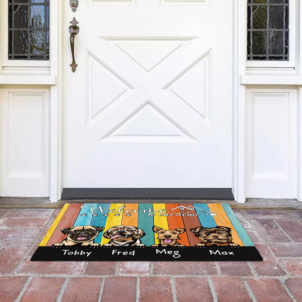 Welcome To Our Home - Personalized Cat Copper Color Doormat AB