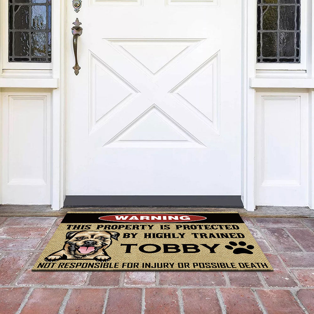 This Property Is Protected By Highly Trained Dog - Funny Dog Doormat AB