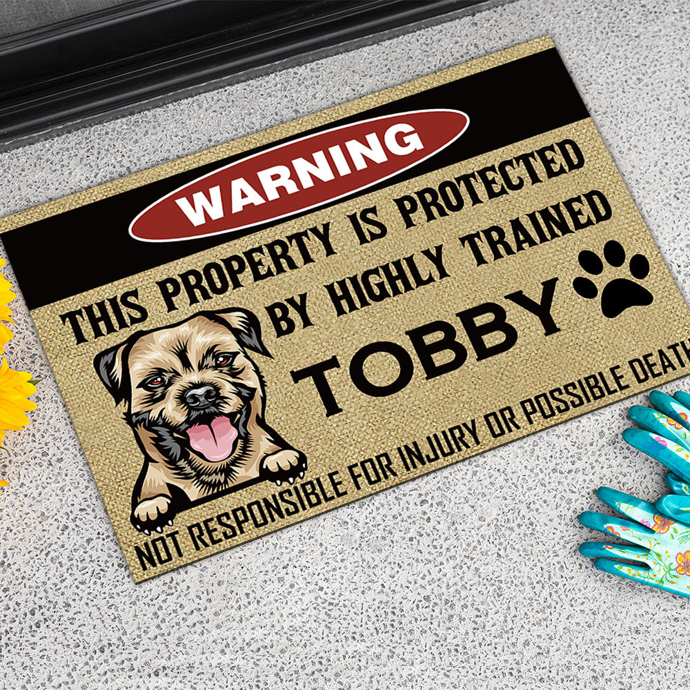 This Property Is Protected By Highly Trained Dog - Funny Dog Doormat AB