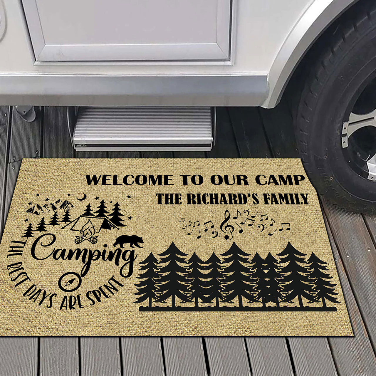 Welcome To Our Camp, The Best Day Are Spent – Camping Welcome Doormat AB