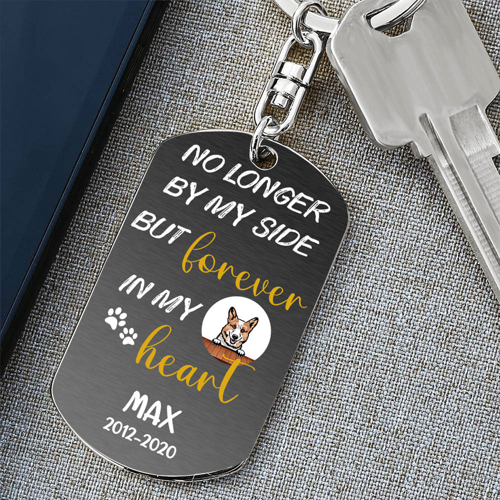 No Longer By My Side But Forever In My Heart - Dogs Keychain Memorial Gift AA