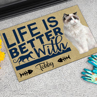 Thumbnail for Life Is Better With Cats Upload Photo Doormat, Gifts For Cat Lovers AB