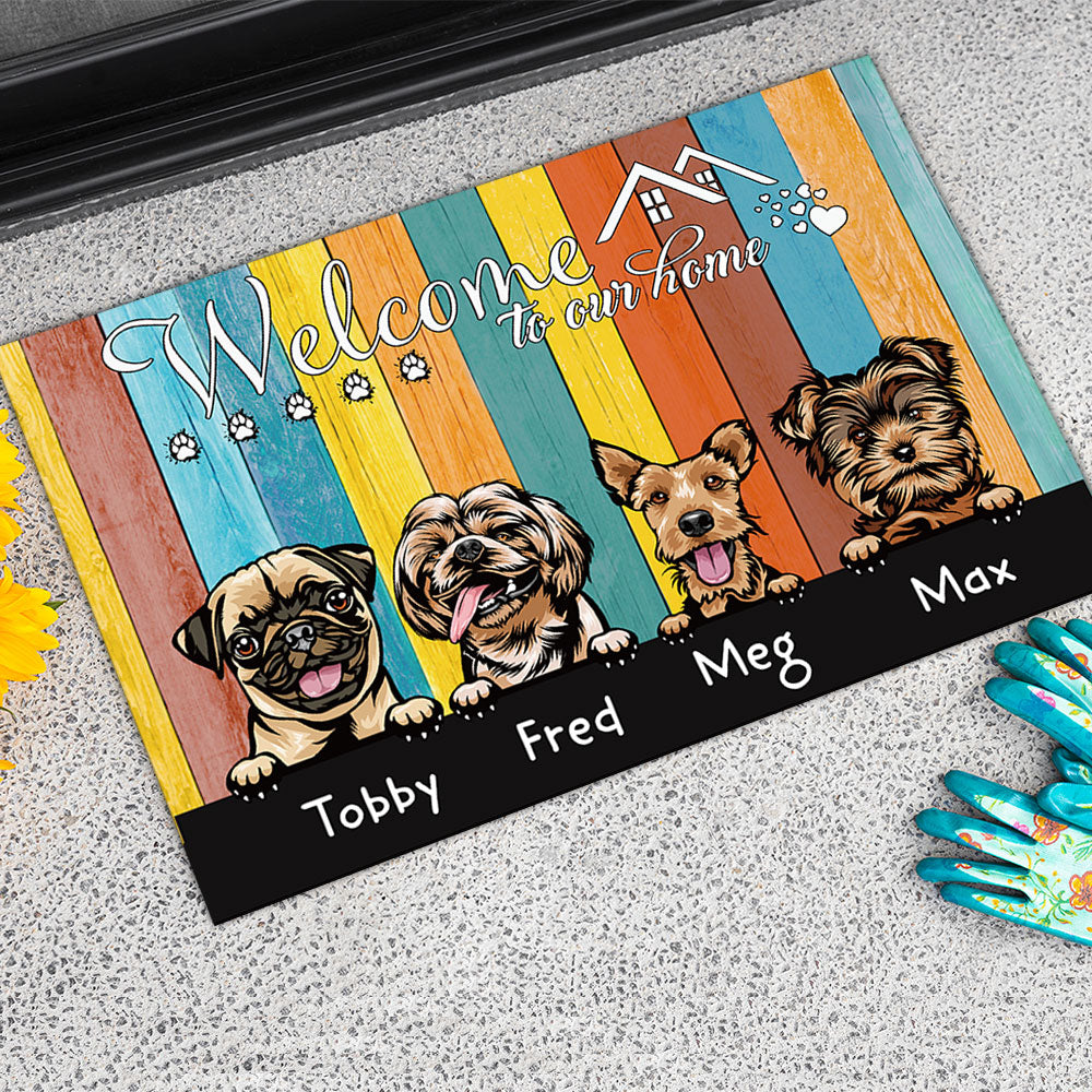Welcome To Our Home - Personalized Cat Copper Color Doormat AB