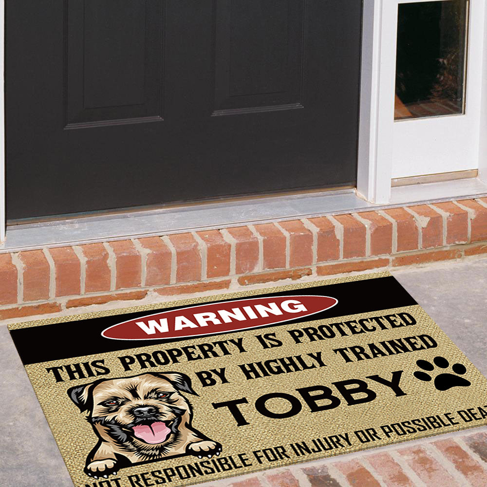 This Property Is Protected By Highly Trained Dog - Funny Dog Doormat AB