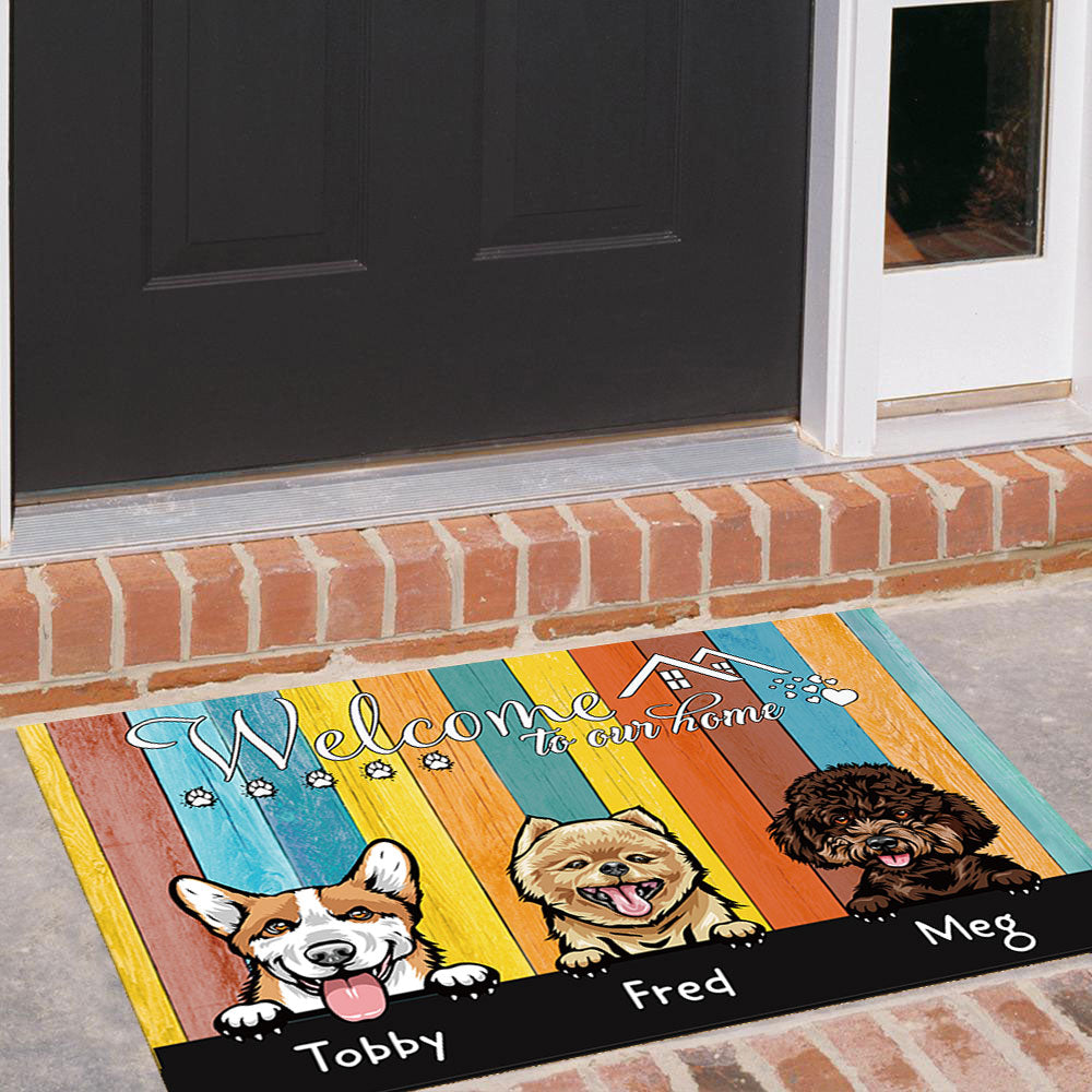 Welcome To Our Home - Personalized Cat Copper Color Doormat AB