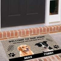 Thumbnail for Welcome to Our Home The Humans Just Live Here with Us - Upload Pets Photos Doormat AB