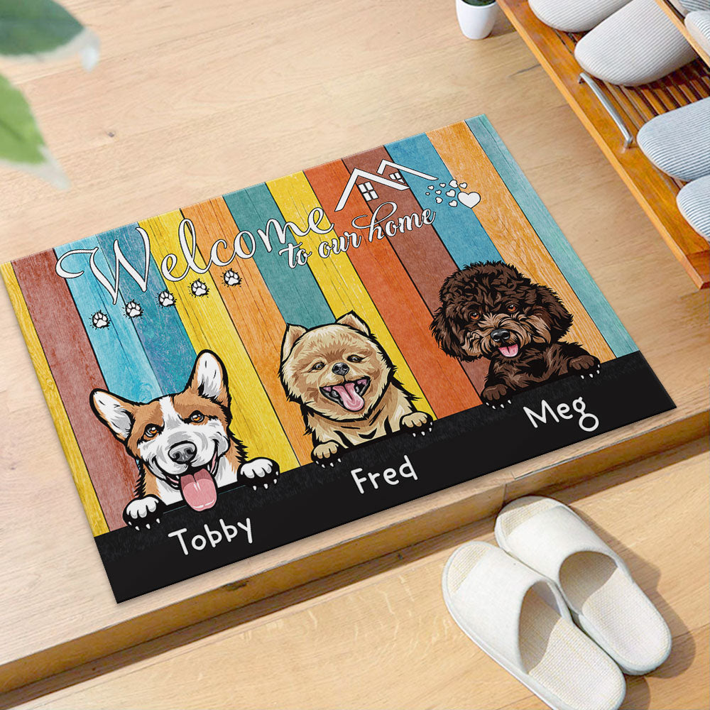 Welcome To Our Home - Personalized Cat Copper Color Doormat AB