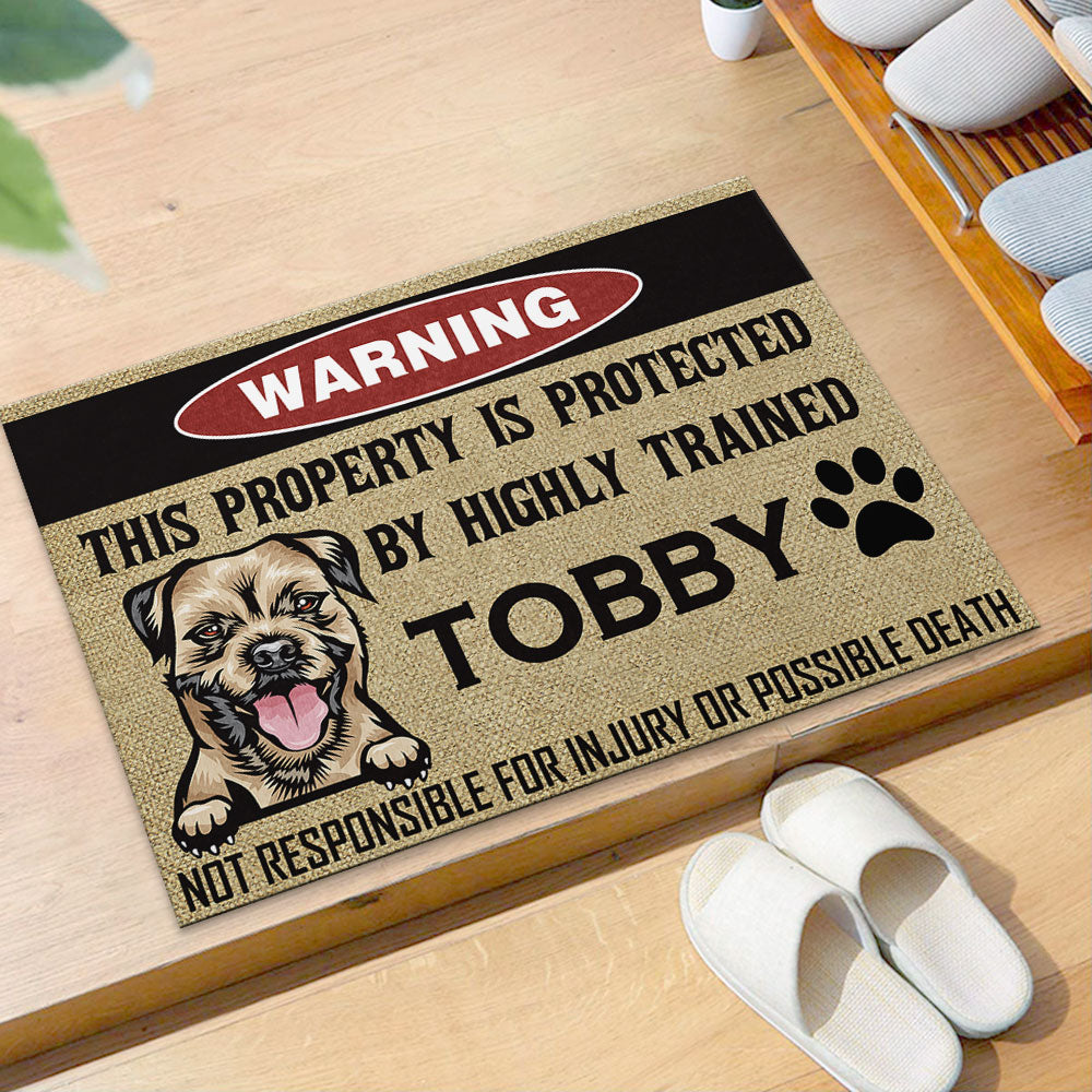 This Property Is Protected By Highly Trained Dog - Funny Dog Doormat AB